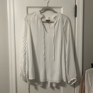 Vince Camuto White Pleated Top
